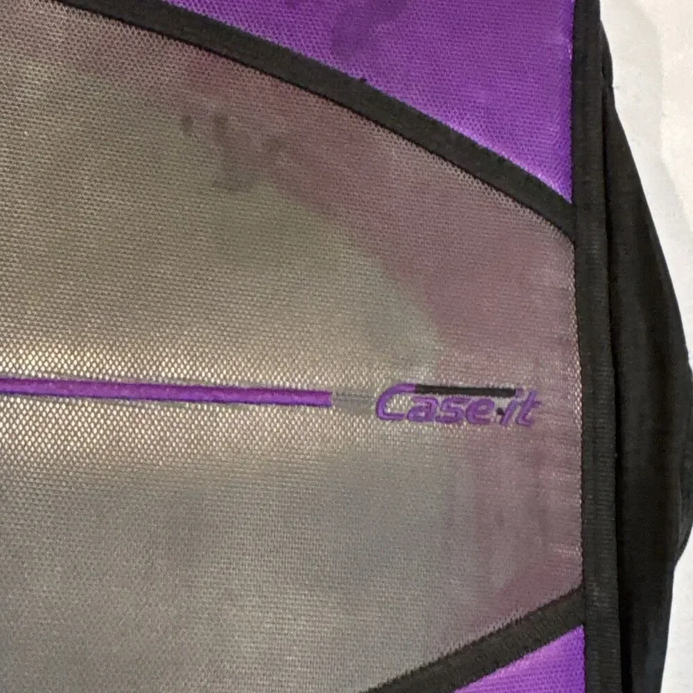 Case-it D-146 Zippered 3-Ring Binder w/ Handle, A4, Purple/Gray/Black